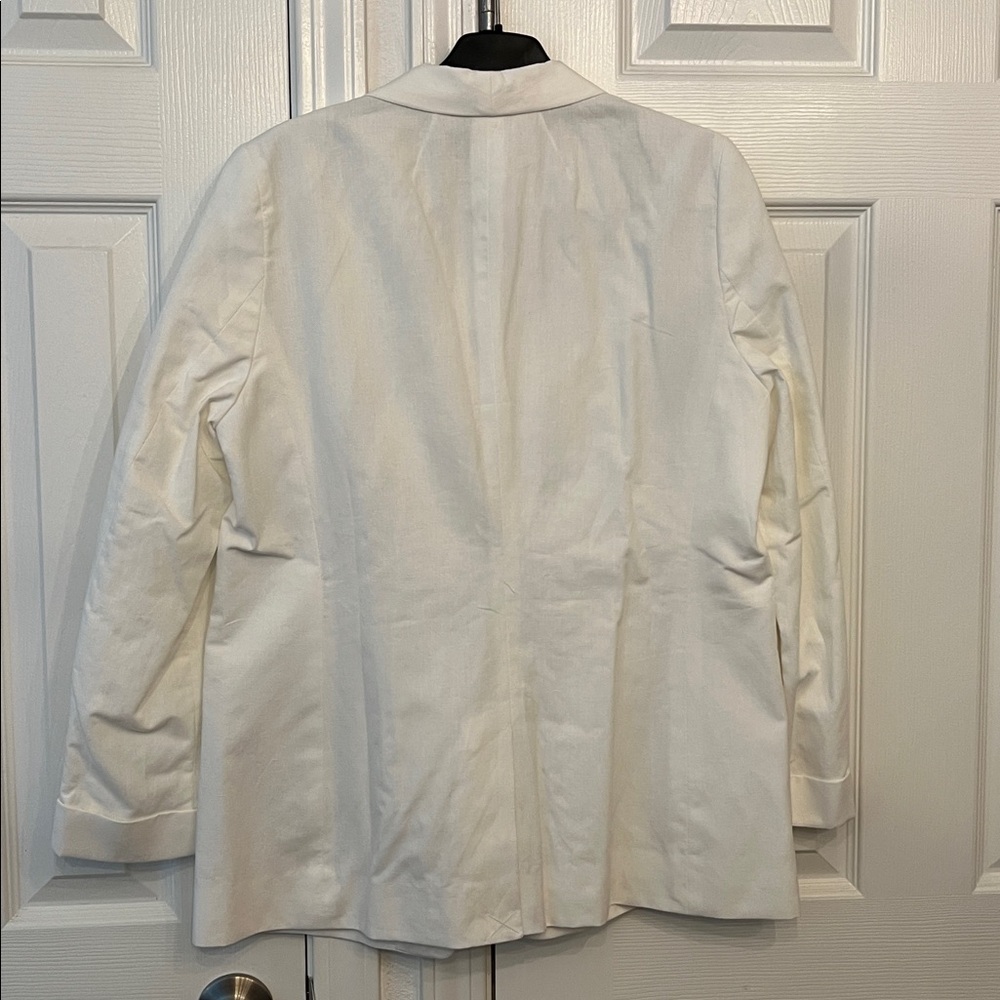 JCREW Unstructured Blazer Cotton-Linen In White Sz 10 - NWT!! - Picture 10 of 10